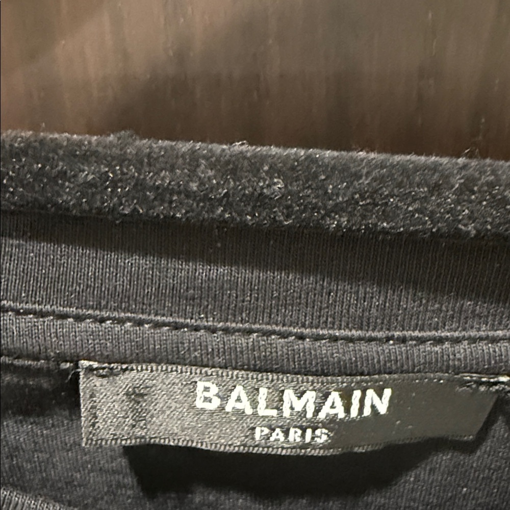 Balmain Black Short Sleeve Tee with Logo - Picture 9 of 15